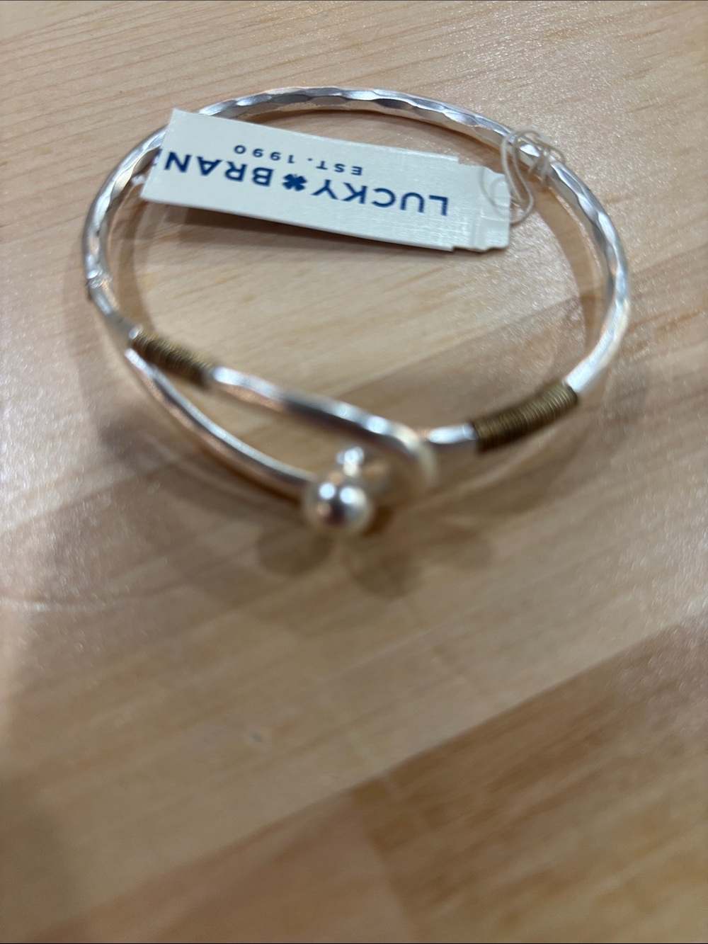 Lucky Brand Silver and Gold-Tone Wrapped Bangle Bracelet